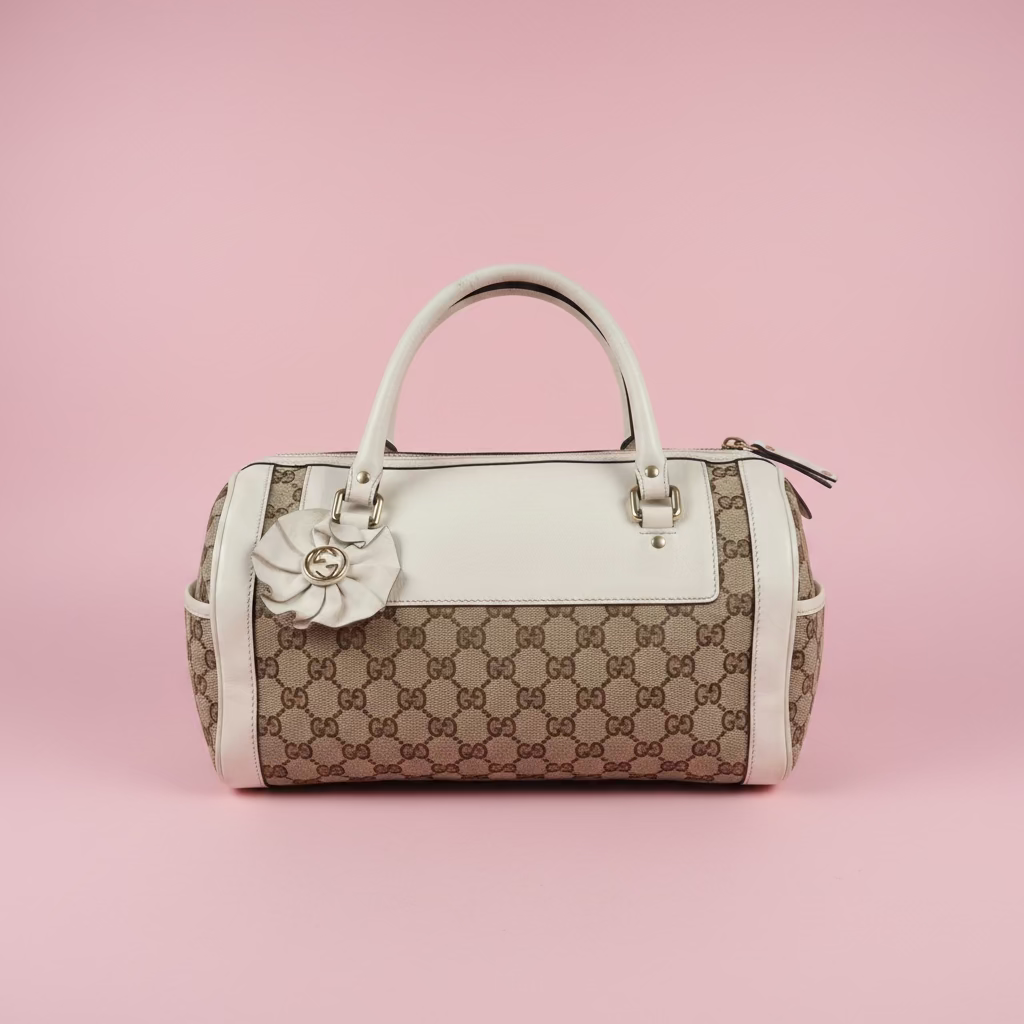 #19 gucci monogram barrel bag
