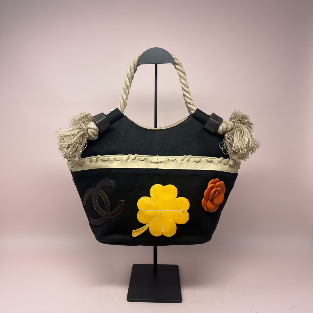 #31 Chanel Canvas Clover Flower rope Top-Handle Bag