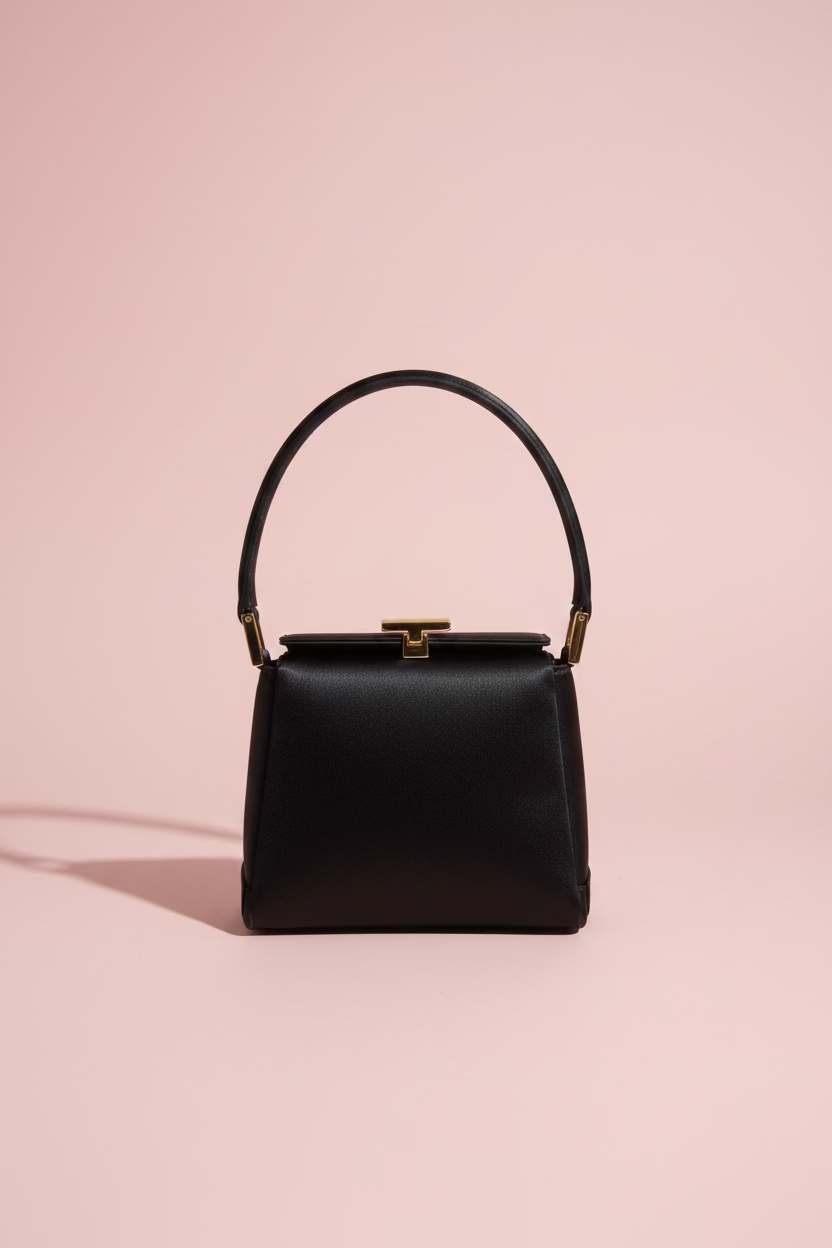 #76 Gucci Black Satin Top Handle
