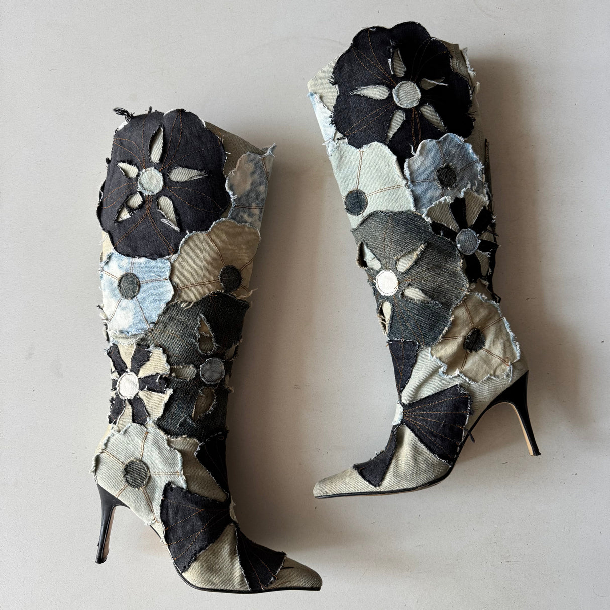 Miss Sixty Patchwork Denim Heeled Boots