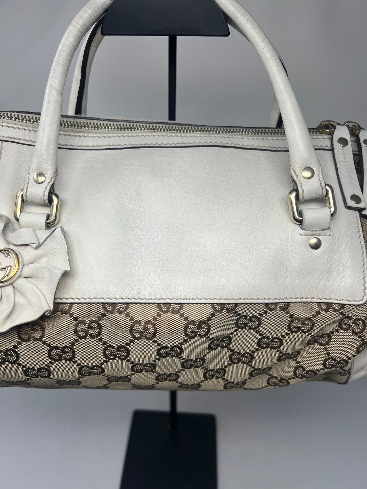 #19 gucci monogram barrel bag