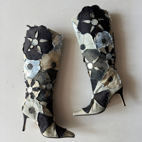Miss Sixty Patchwork Denim Heeled Boots
