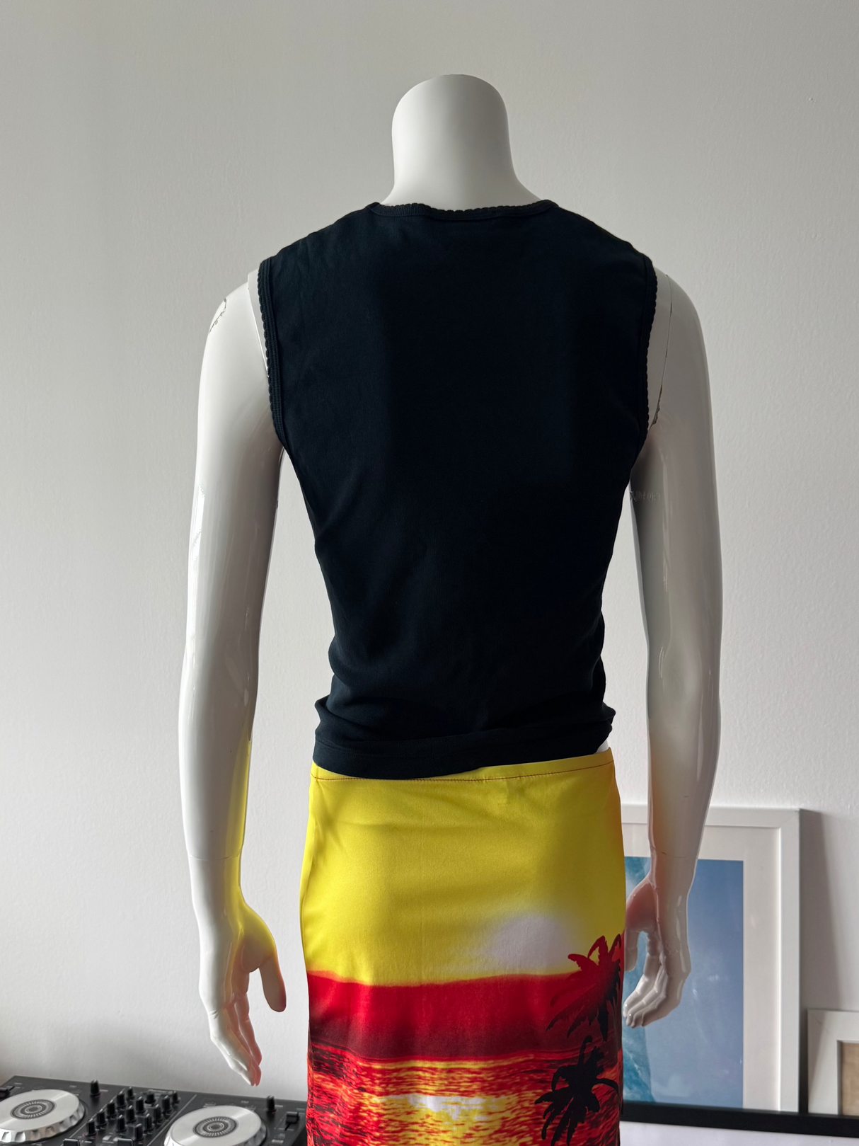 SONIA RYKIEL Black Tank Top with Rhinestone Text