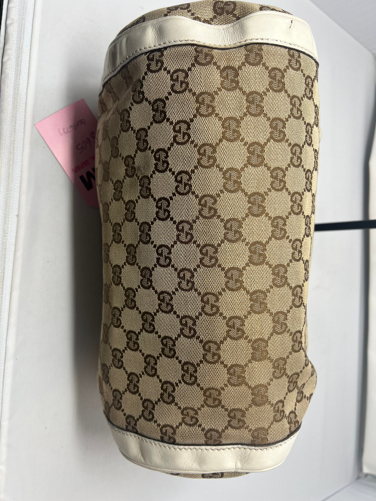 #19 gucci monogram barrel bag