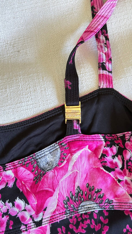 SS2002 Gianni Versace Couture by Donatella Versace Pink Poppy Floral Print Stretch Set