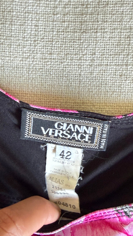 SS2002 Gianni Versace Couture by Donatella Versace Pink Poppy Floral Print Stretch Set