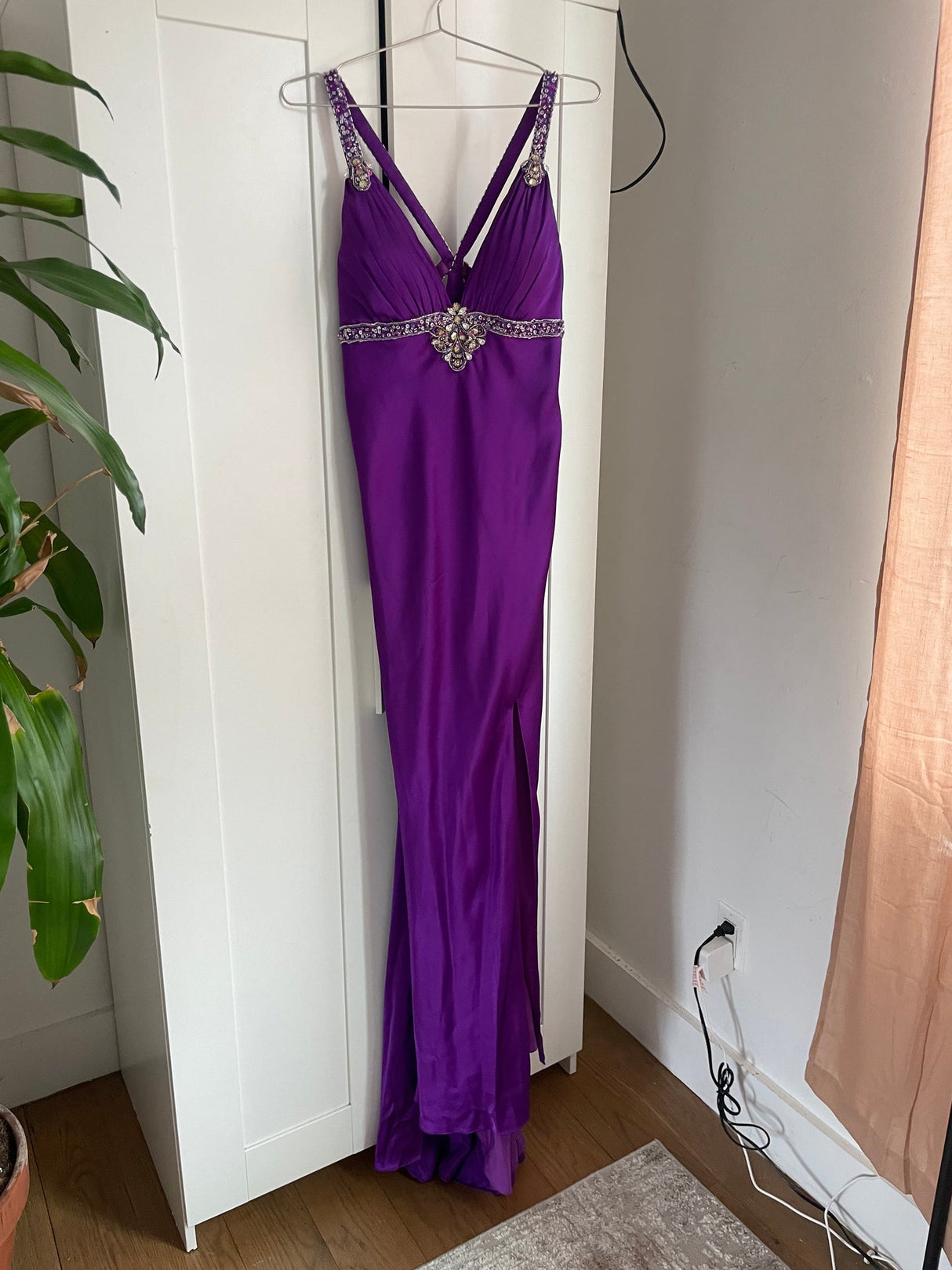 purple evening gown