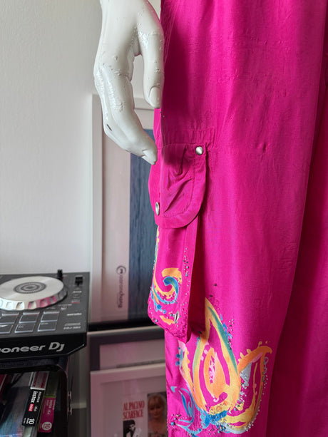 RALPH LAUREN Pink Silk Beaded Cargo Pant