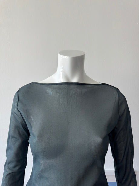Grey Mesh 3/4 Sleeve Top