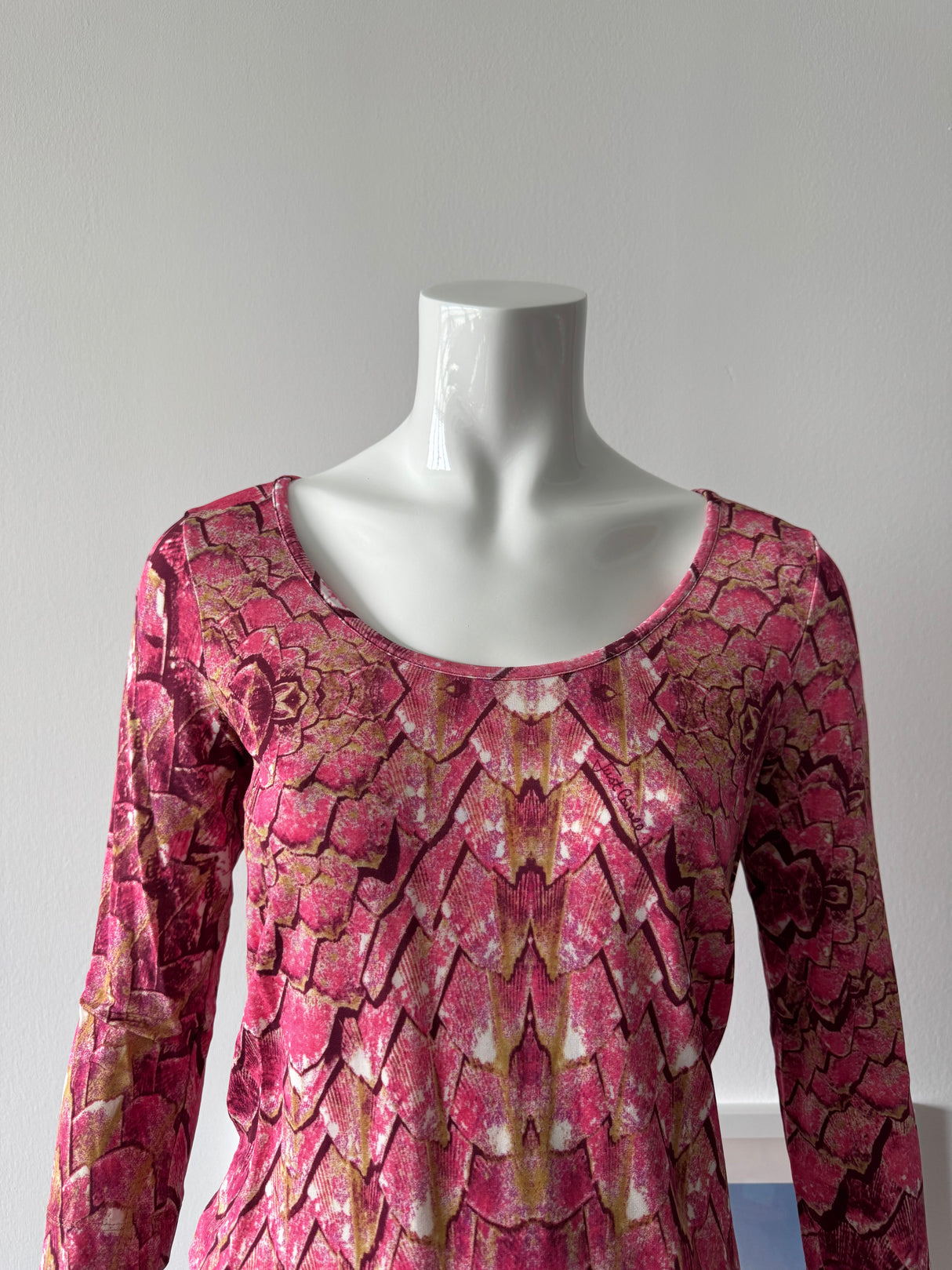 JUST CAVALLI Pink Snakeskin 3/4 Sleeve Top