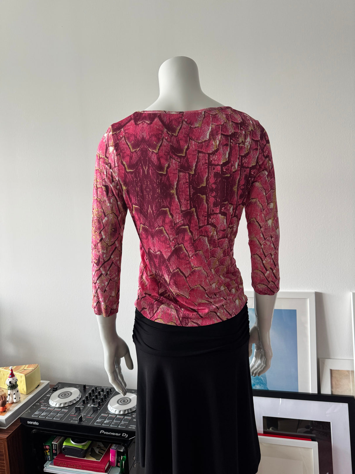JUST CAVALLI Pink Snakeskin 3/4 Sleeve Top