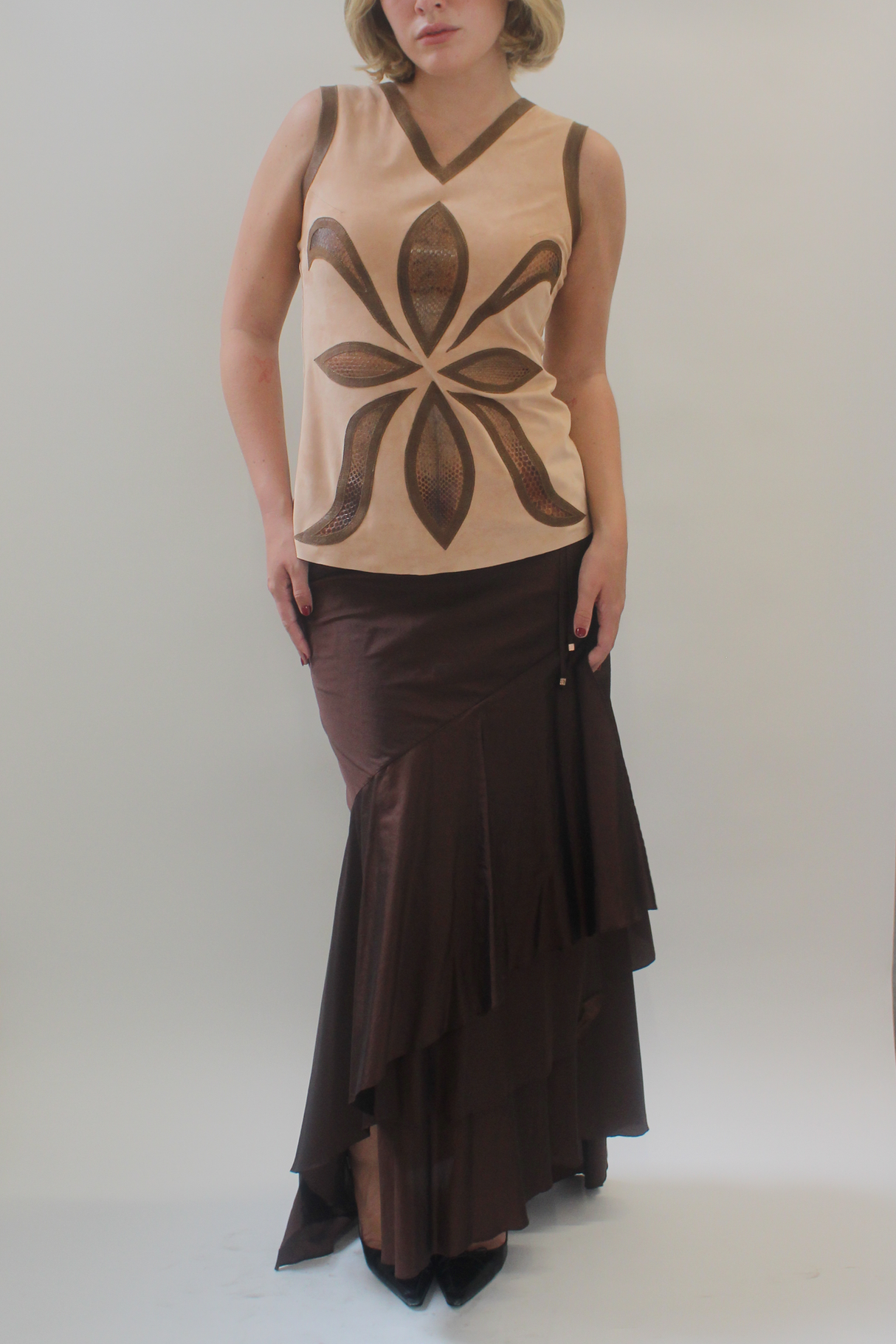 Brown asymmetrical skirt