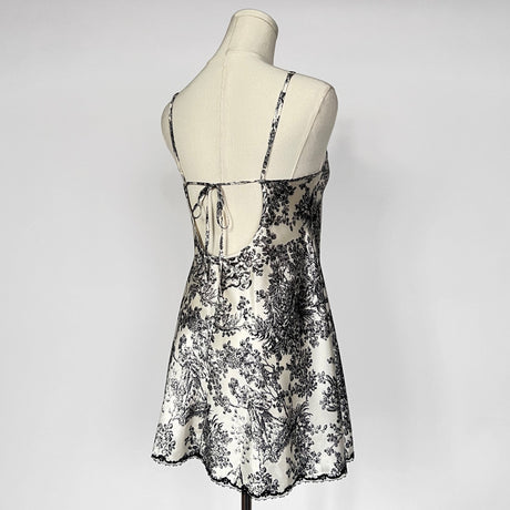 Fairy lace trim slip dress in black and white