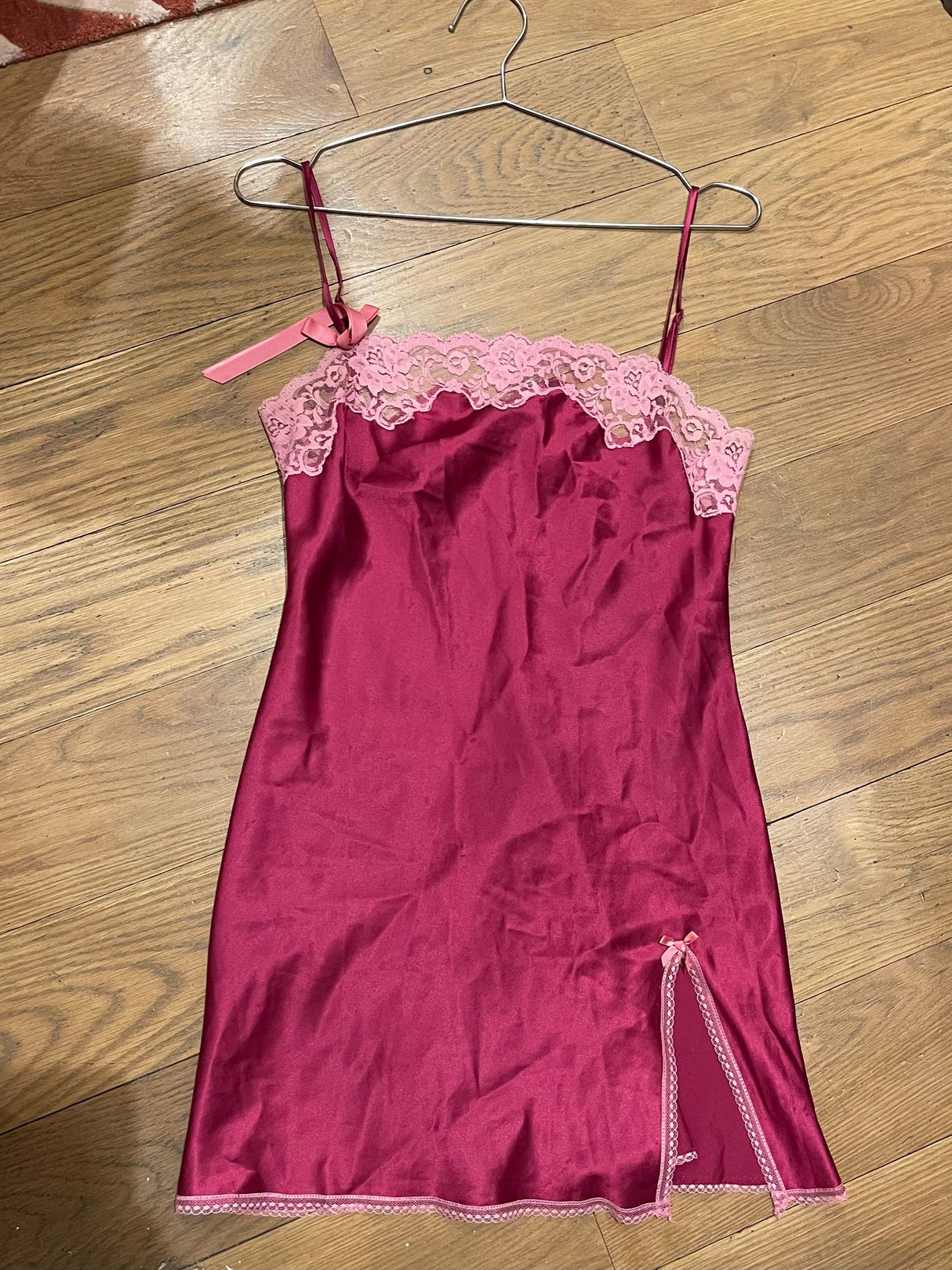 fuchsia pink slip dress