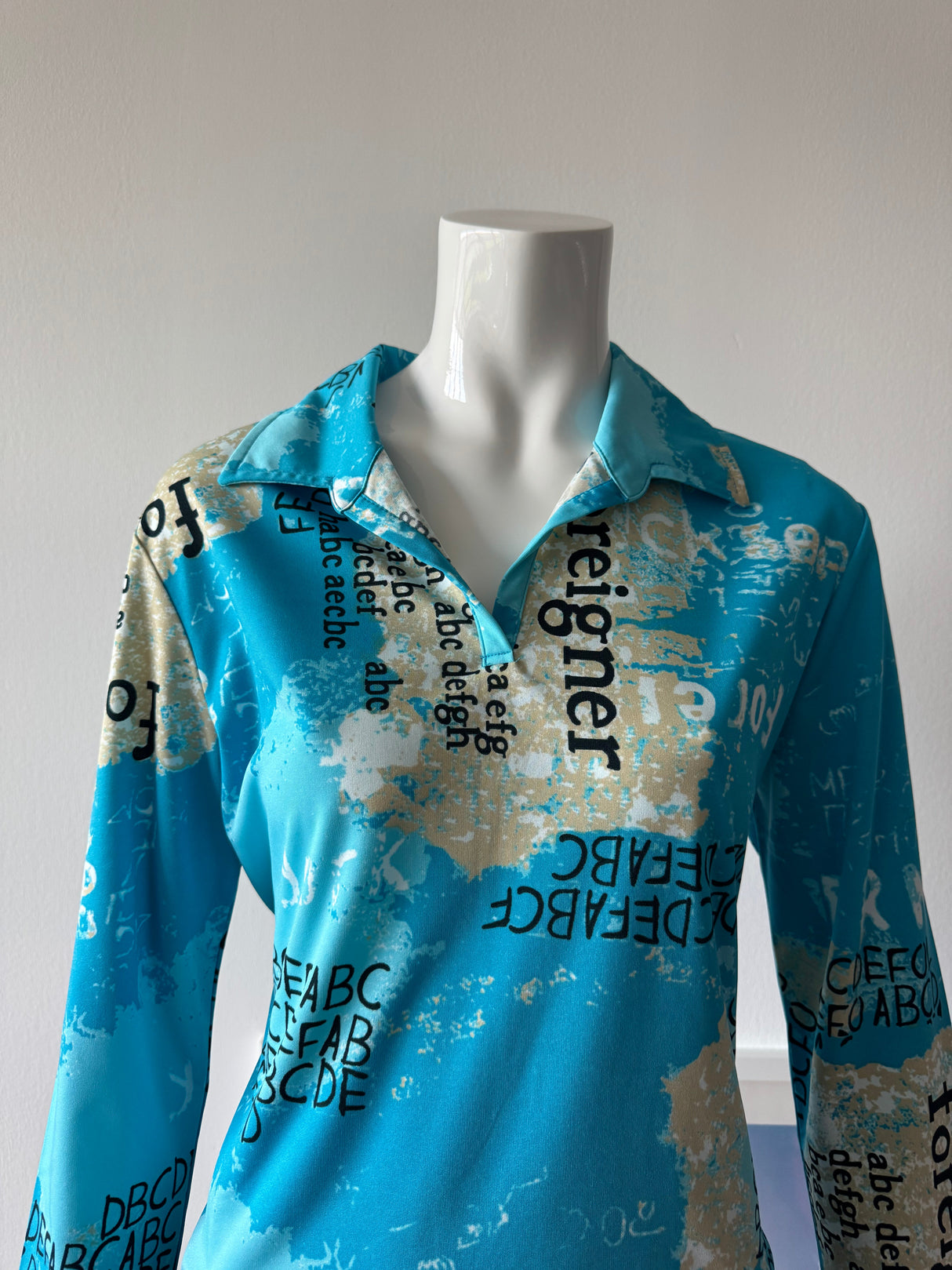 Blue Map Graphic Print Long Sleeve Top