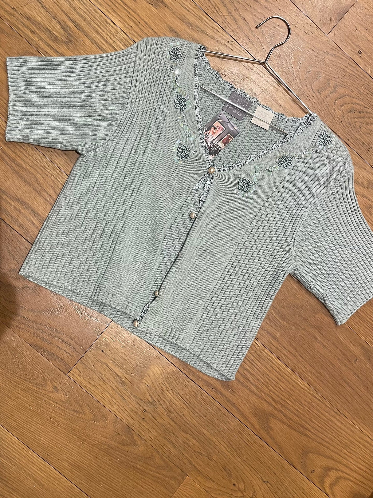 sage green cardigan
