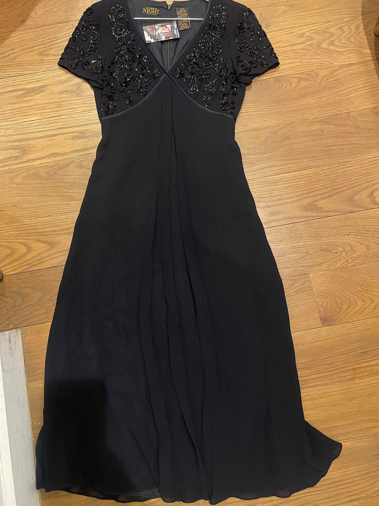 black beaded maxi dress