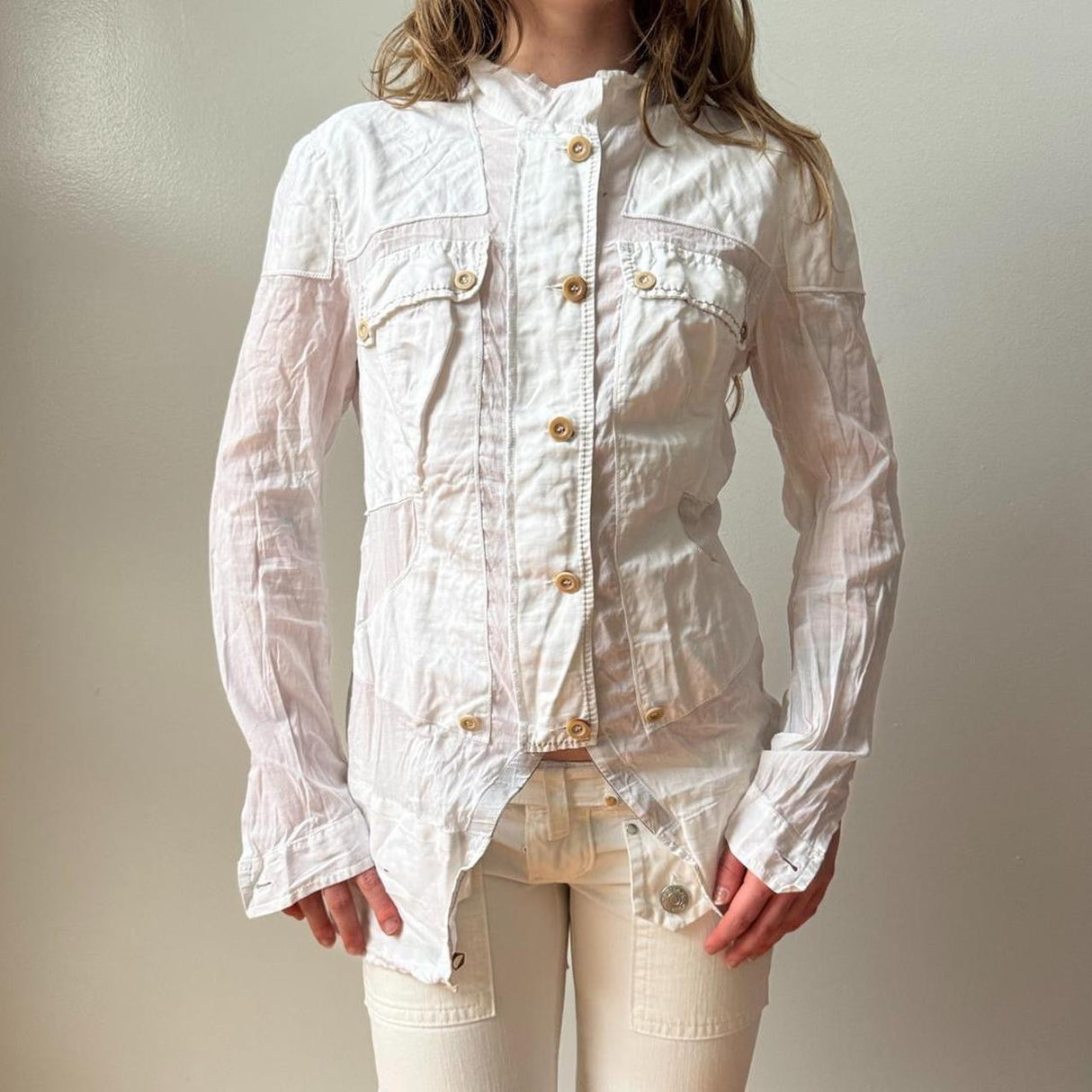 Marithe Francois Girbaud White Linen Blouse