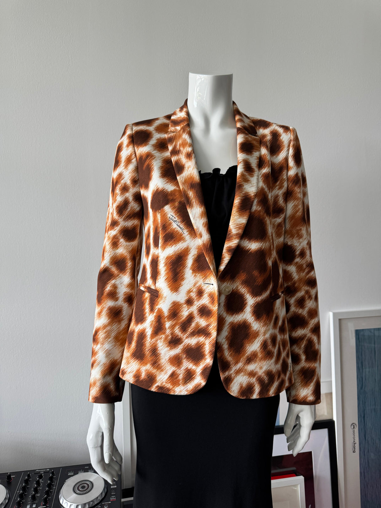 JUST CAVALLI Giraffe Animal Print Blazer