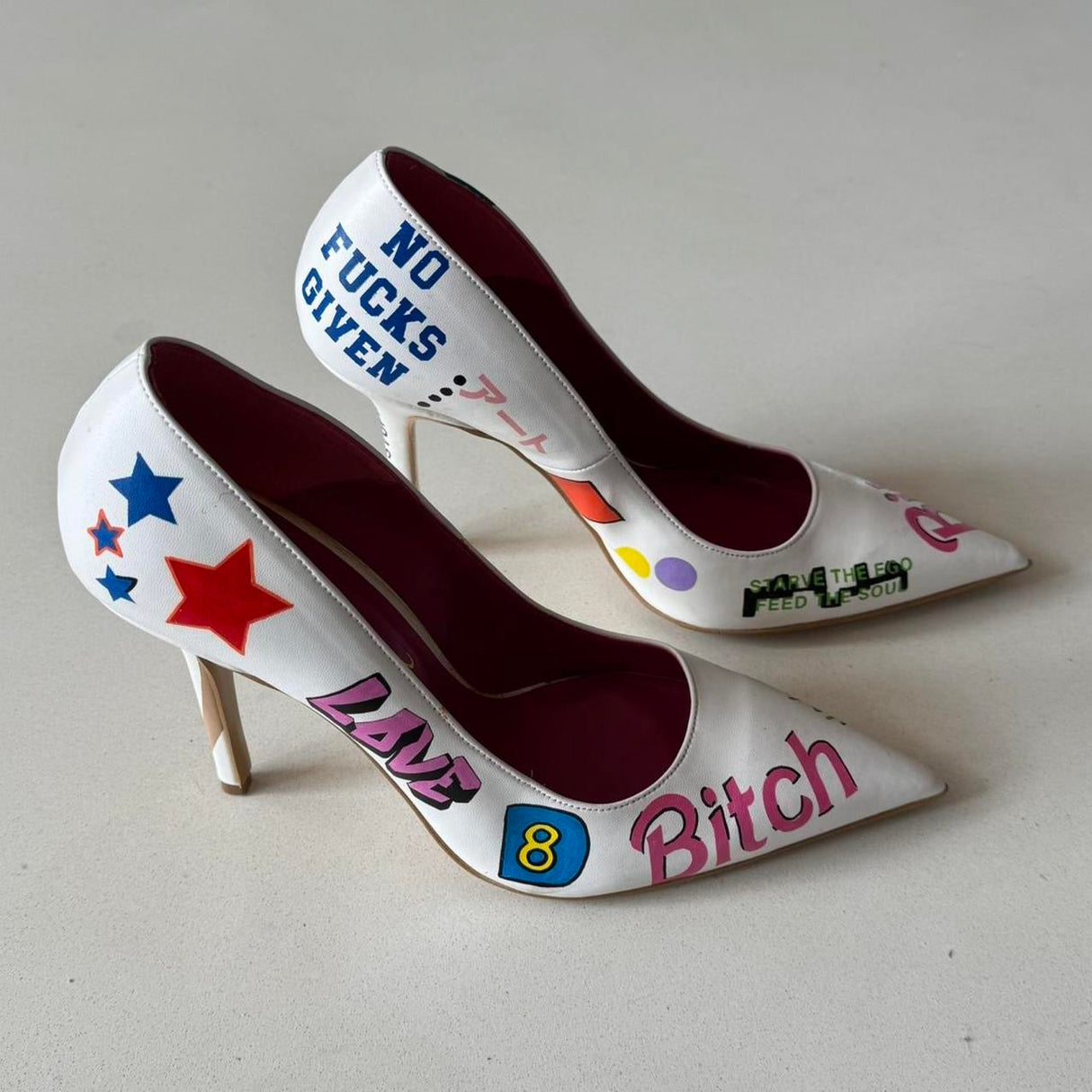 Italian Y2K Graphic Pointed Toe Heels
