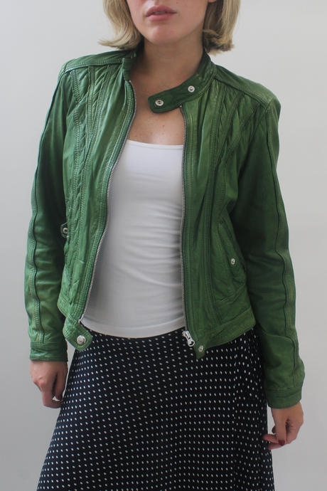 Rock n’ blue green leather jacket