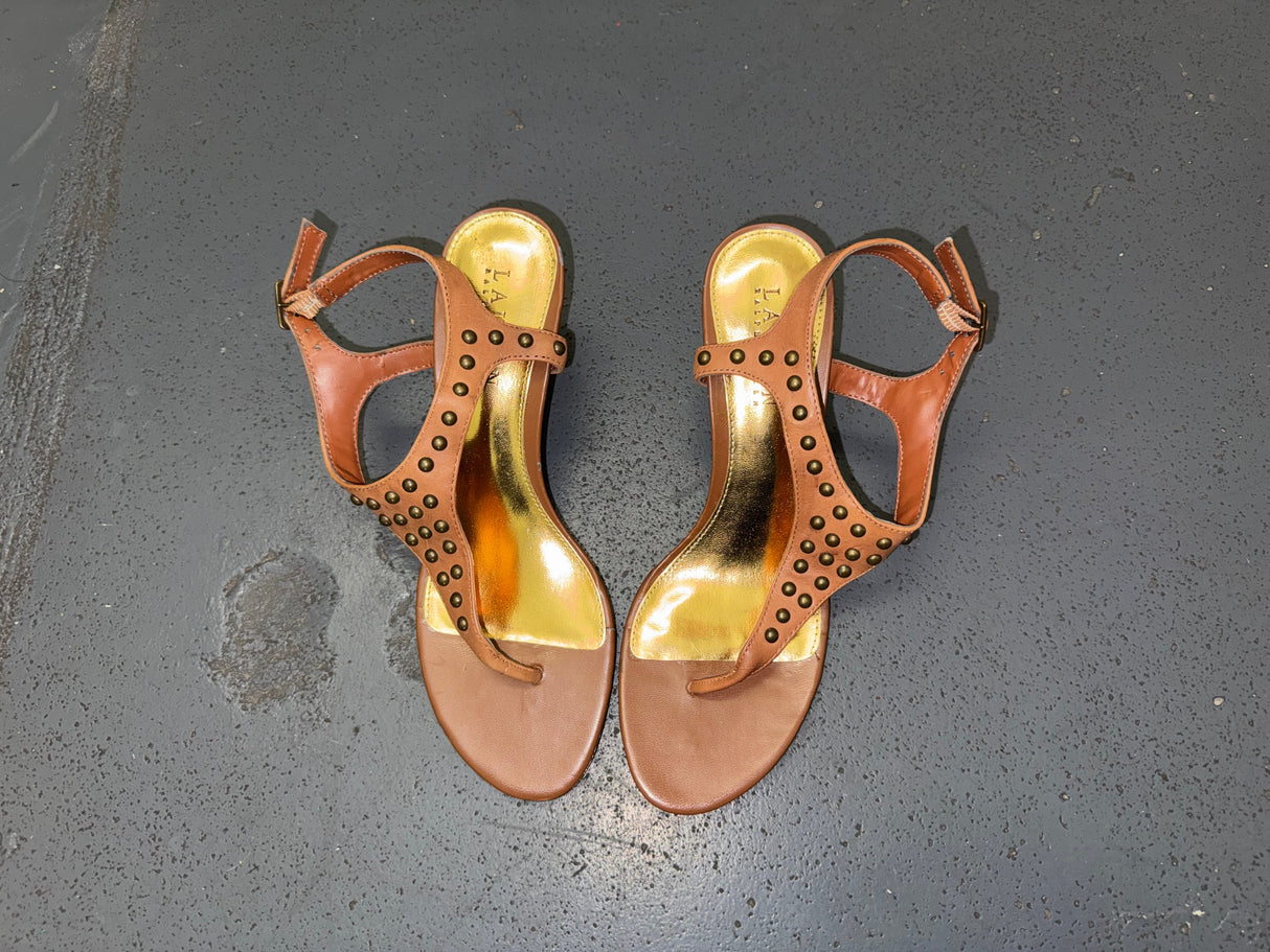 RALPH LAUREN Brown Studded Gladiator Heels Sz US 7