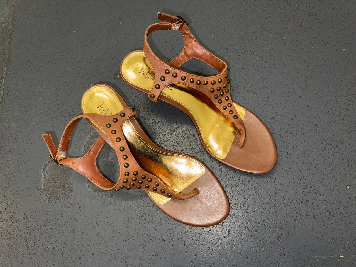 RALPH LAUREN Brown Studded Gladiator Heels Sz US 7