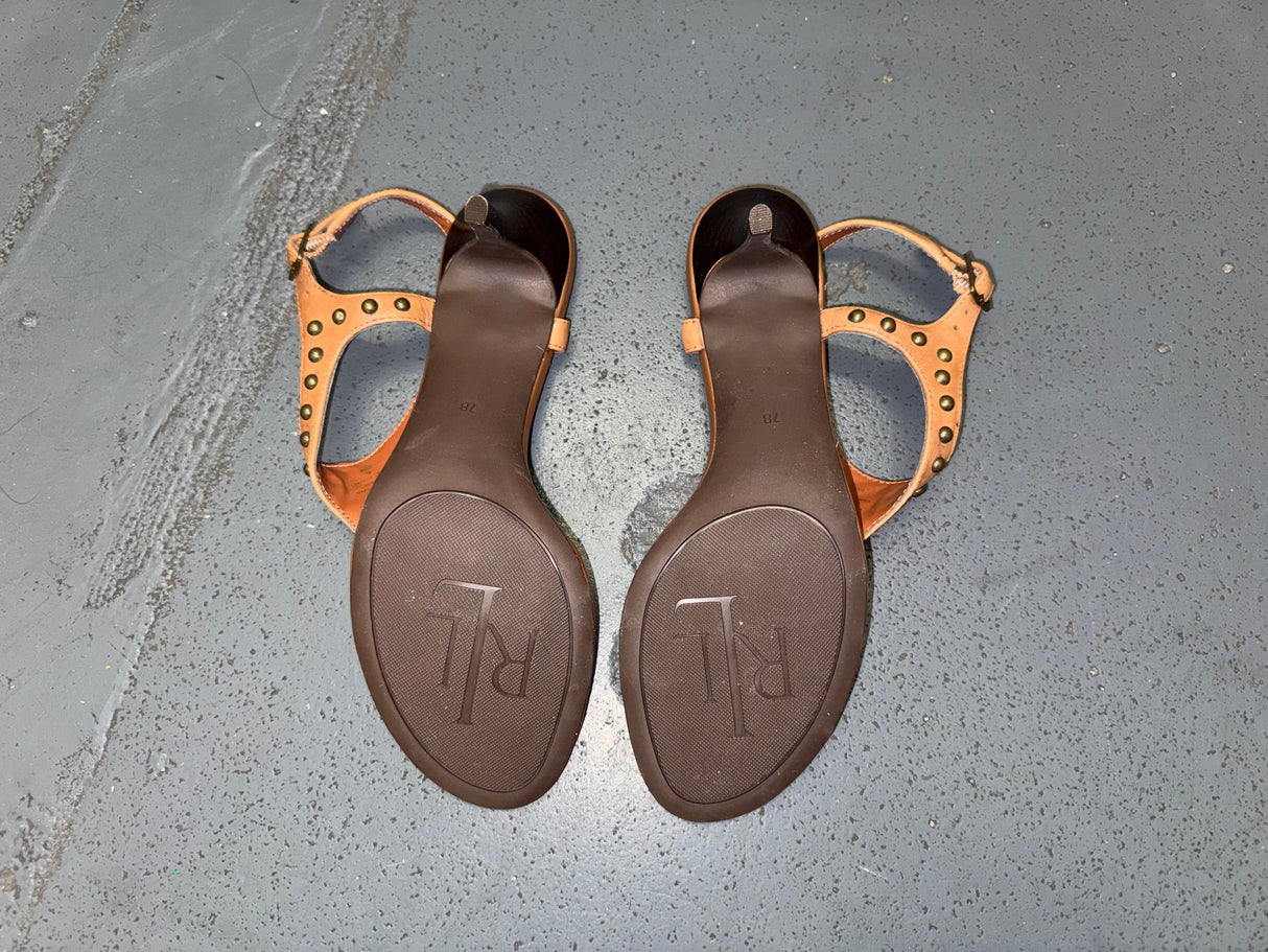 RALPH LAUREN Brown Studded Gladiator Heels Sz US 7
