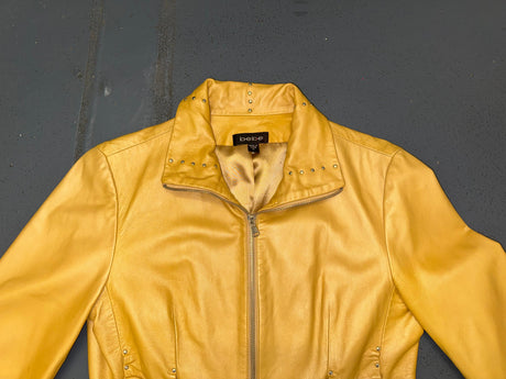 BEBE Gold Cropped Leather Jacket