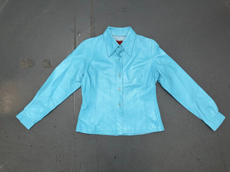 NICOLA BERTI Turquoise Leather Shirt/Jacket