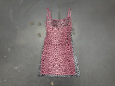 Pink Leopard Print Milkmaid Mini Dress