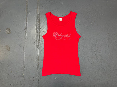 Red Ribbed Tank Top with Babygirl Logo