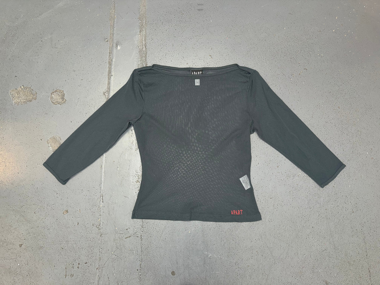 Grey Mesh 3/4 Sleeve Top