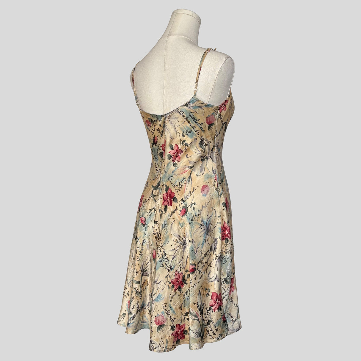 Love Letters printed silk slip dress