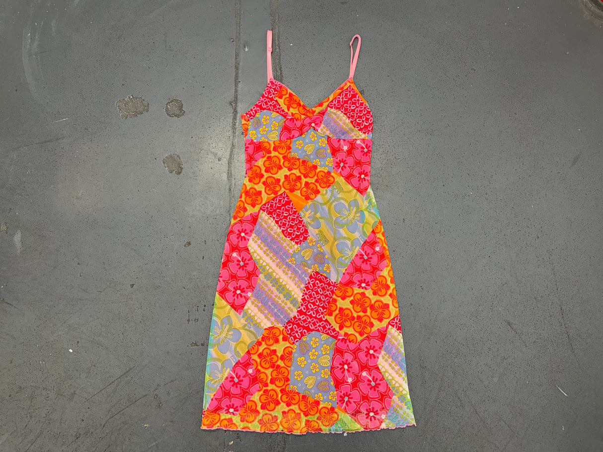 CALIFORNIA CONCEPTS Multicolor Patchwork Slip Midi Dress