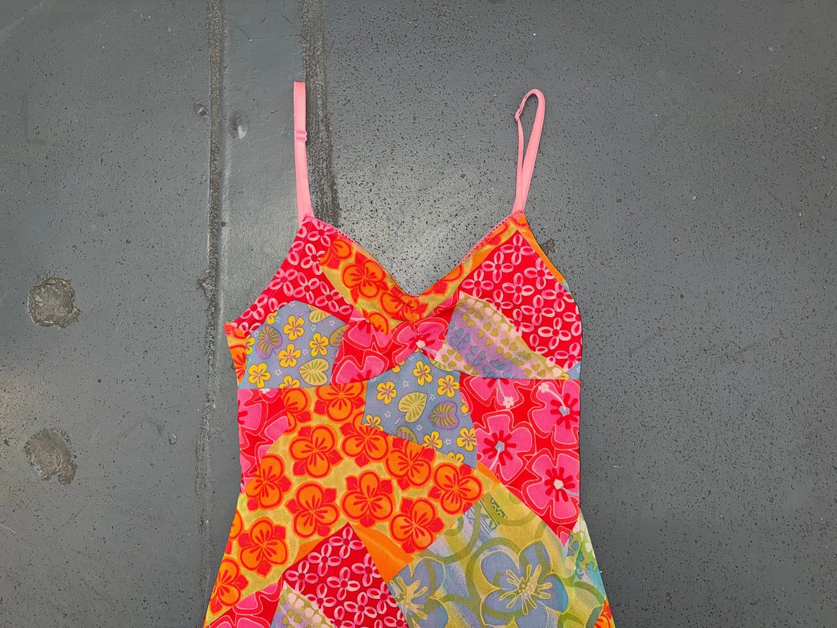 CALIFORNIA CONCEPTS Multicolor Patchwork Slip Midi Dress