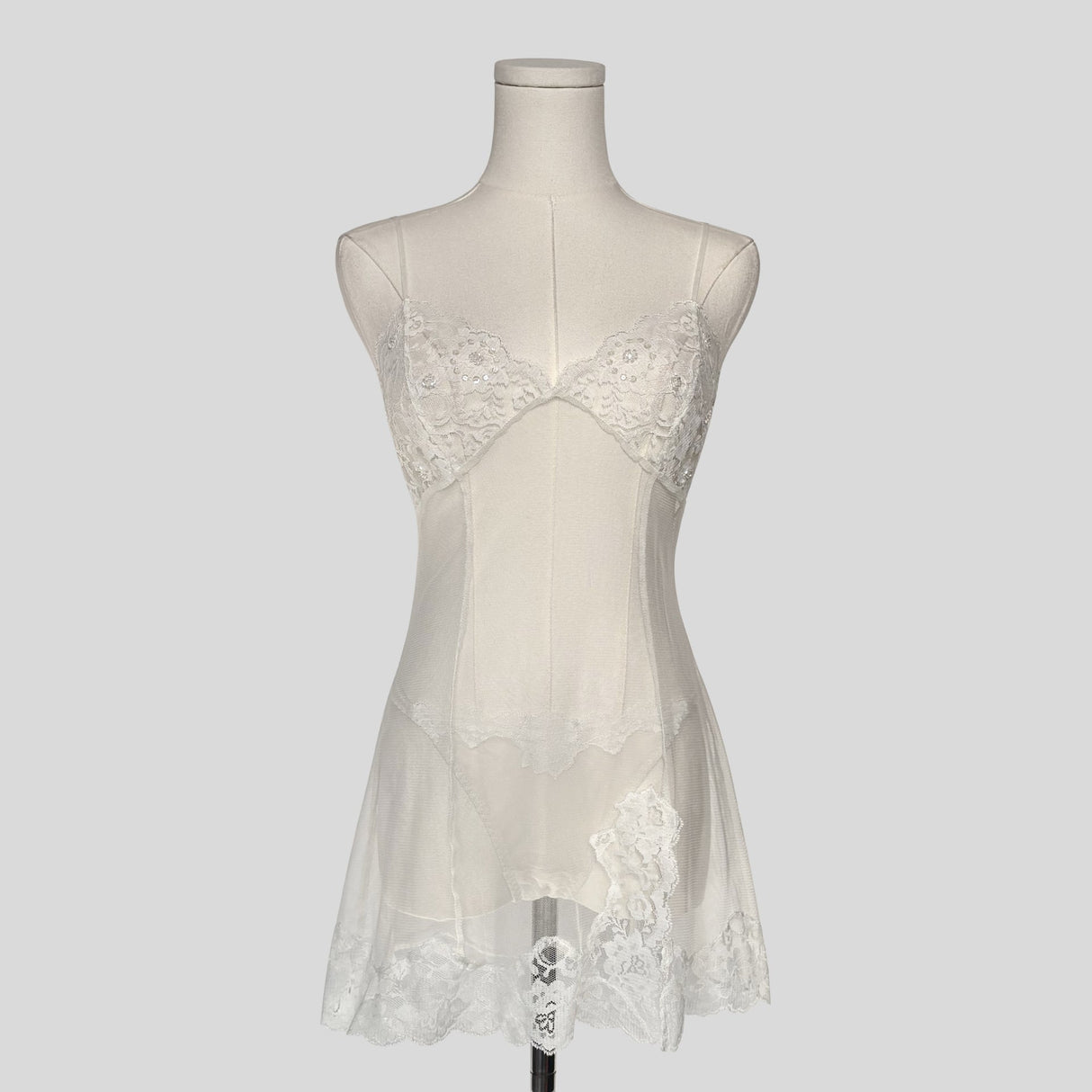 Sequin sheer lace babydoll dress with matching panties