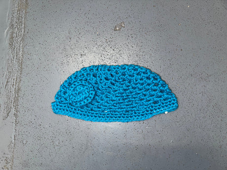 Turquoise Wool Crochet Skull Cap Beanie