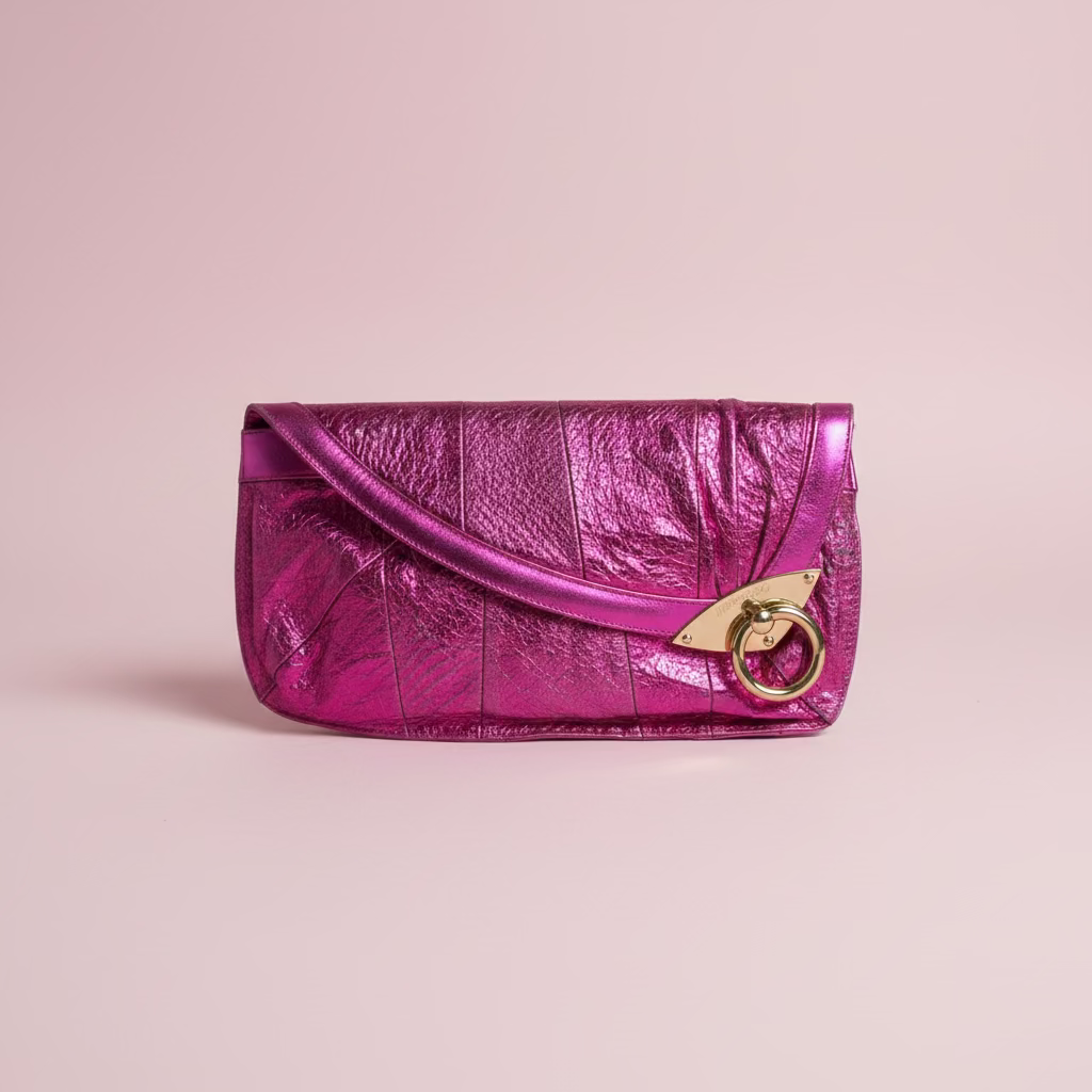 Jimmy Choo Metallic Fuchsia Ring Clutch