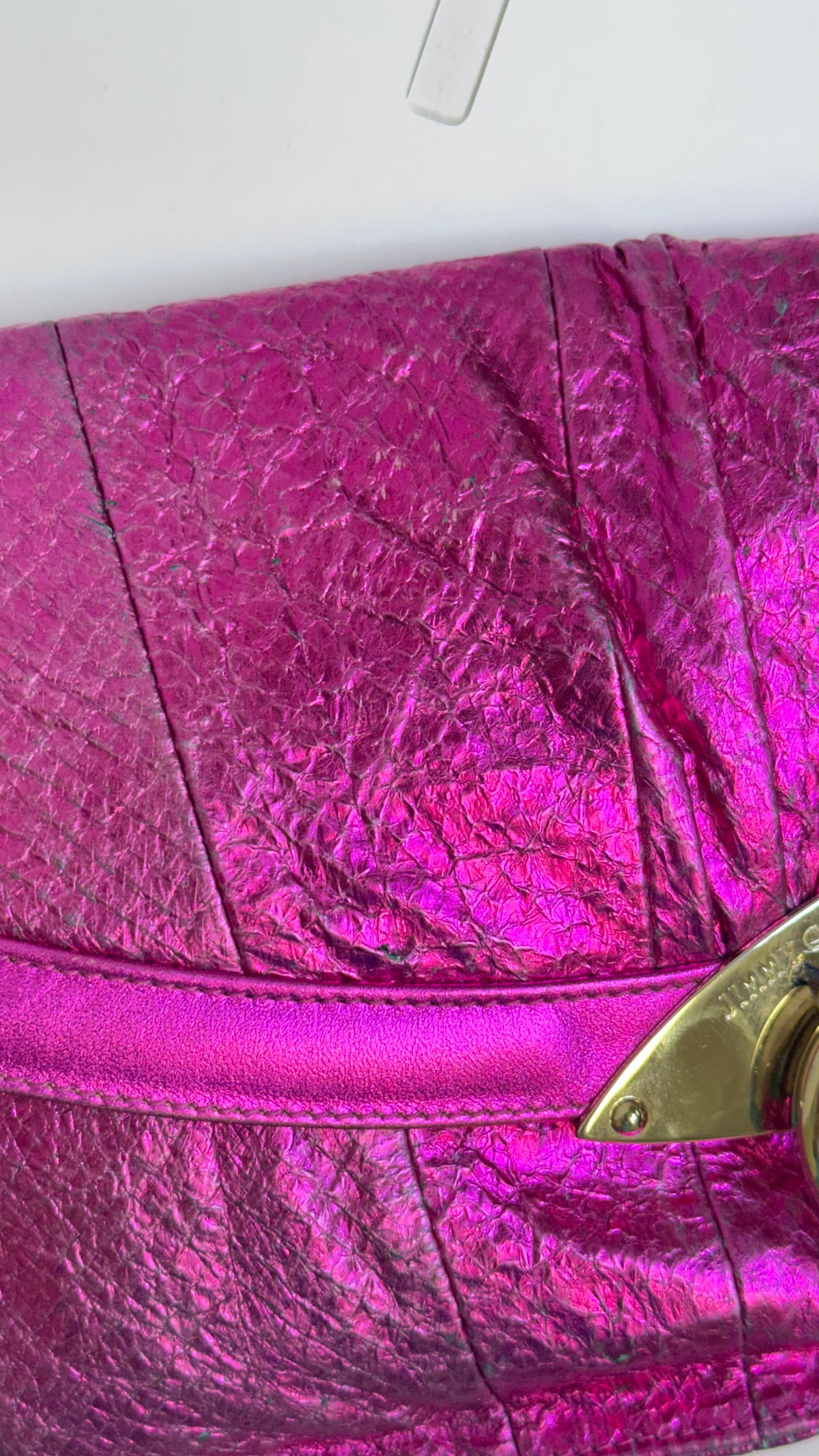 Jimmy Choo Metallic Fuchsia Ring Clutch