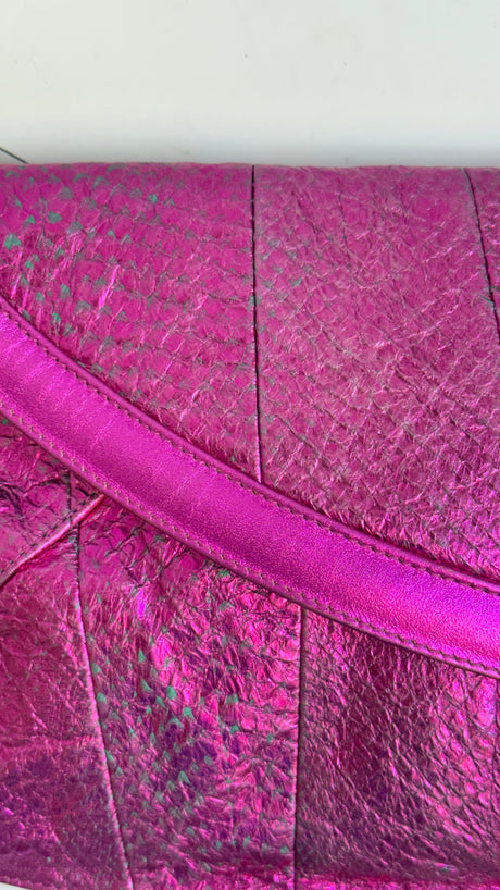 Jimmy Choo Metallic Fuchsia Ring Clutch
