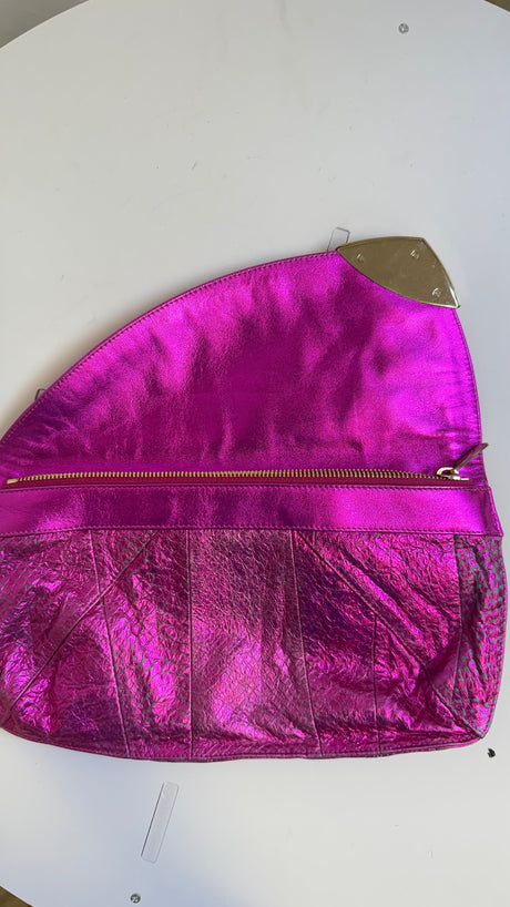Jimmy Choo Metallic Fuchsia Ring Clutch