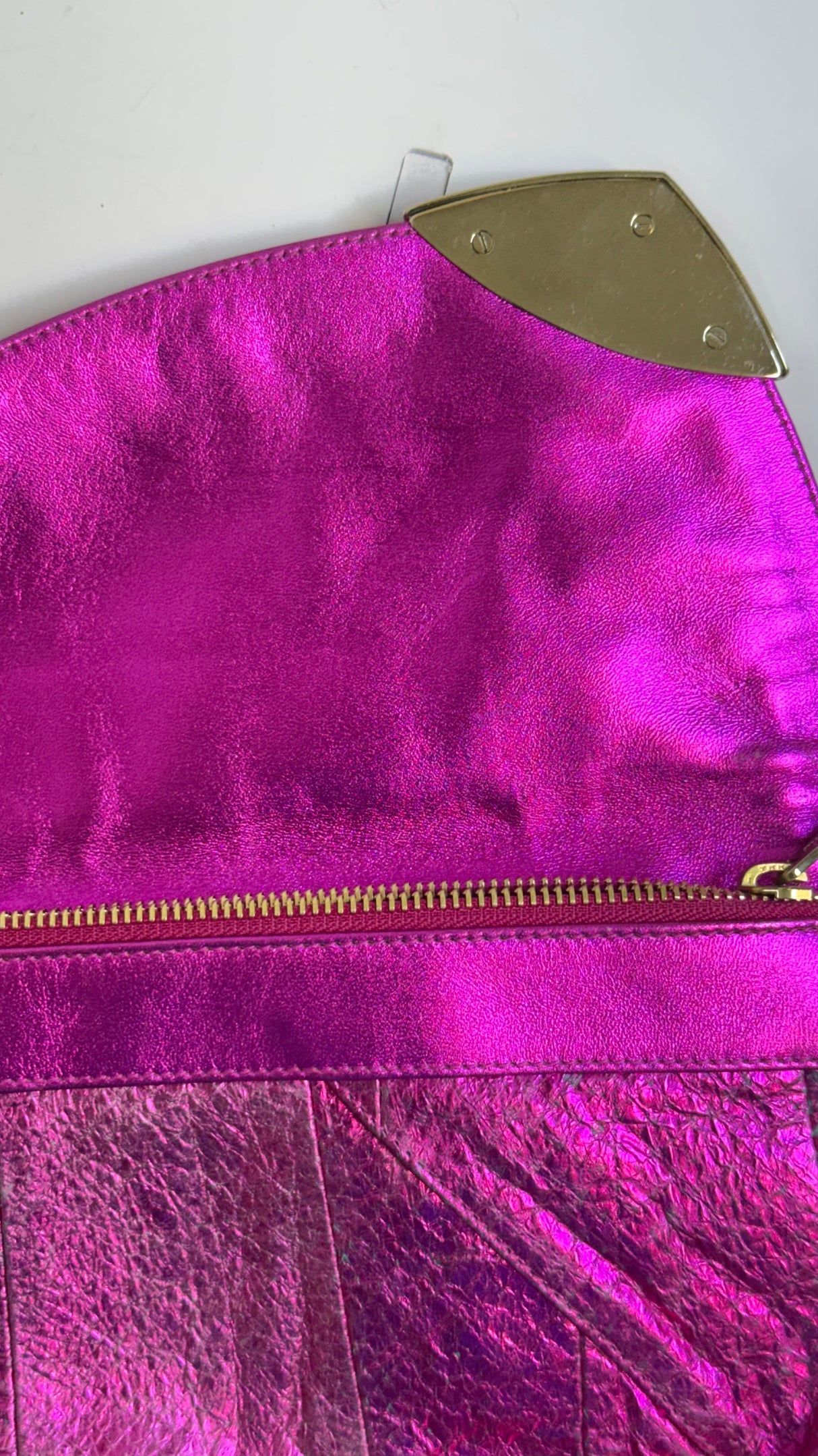 Jimmy Choo Metallic Fuchsia Ring Clutch