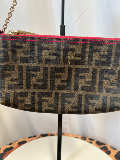 Fendi Zucca Print PVC Canvas Chain Accessory Pouch