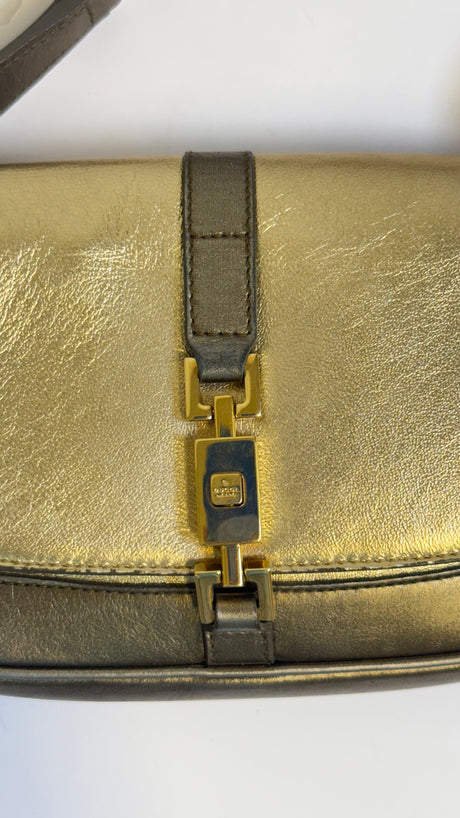 Gucci Mini Jackie Metallic Gold Leather Shoulder Bag - Tom Ford Era