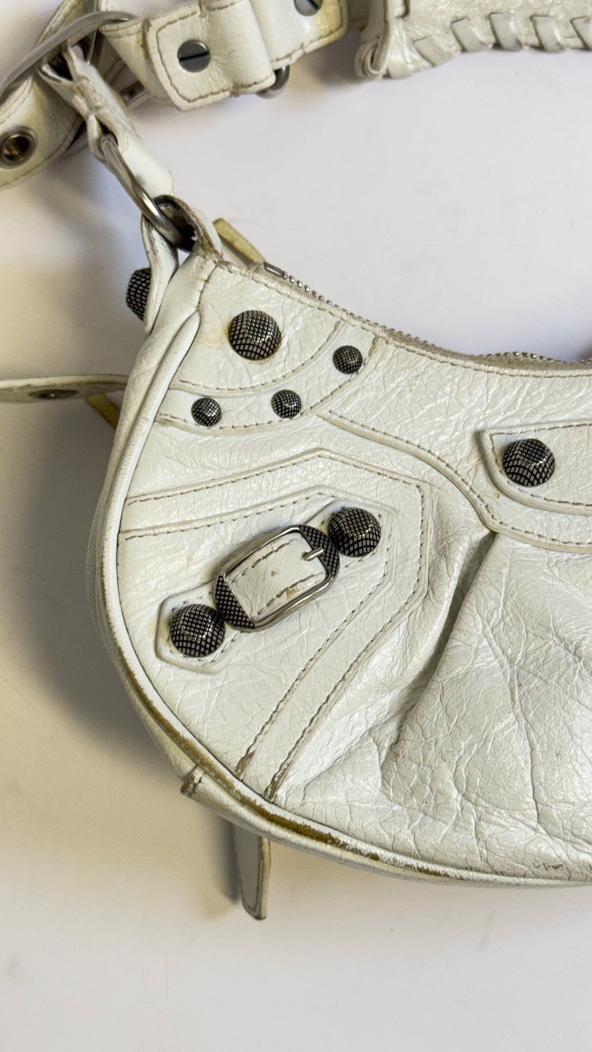 Balenciaga Le Cagole Shoulder Bag in White Lambskin Leather