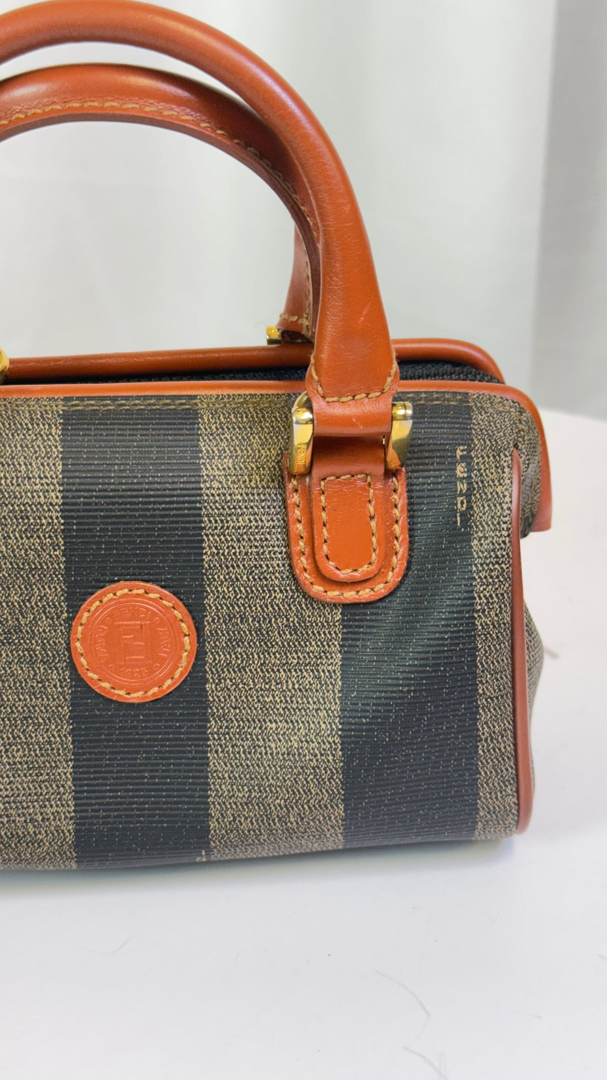 Fendi Pequin Mini Boston Bag