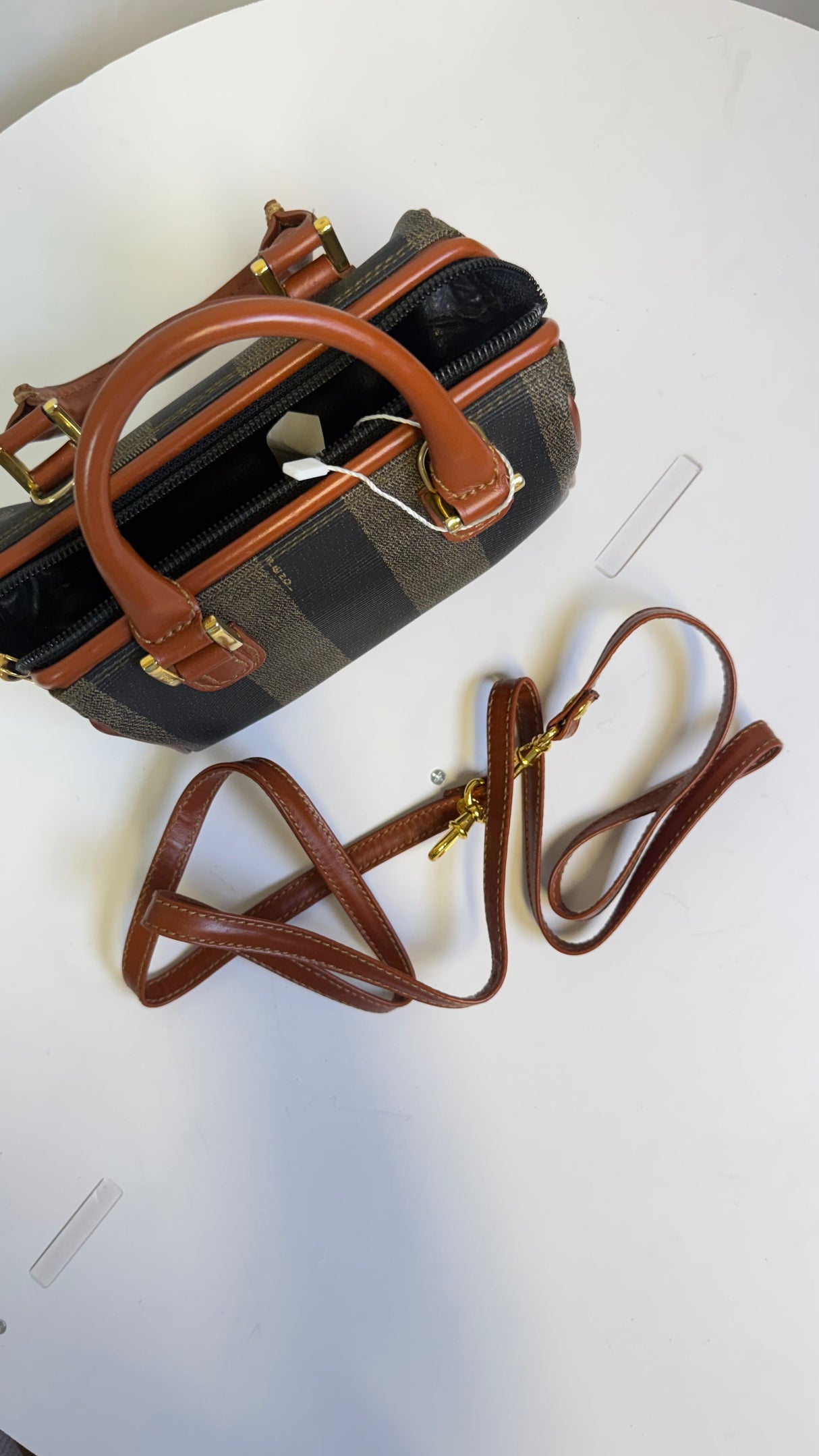 Fendi Pequin Mini Boston Bag