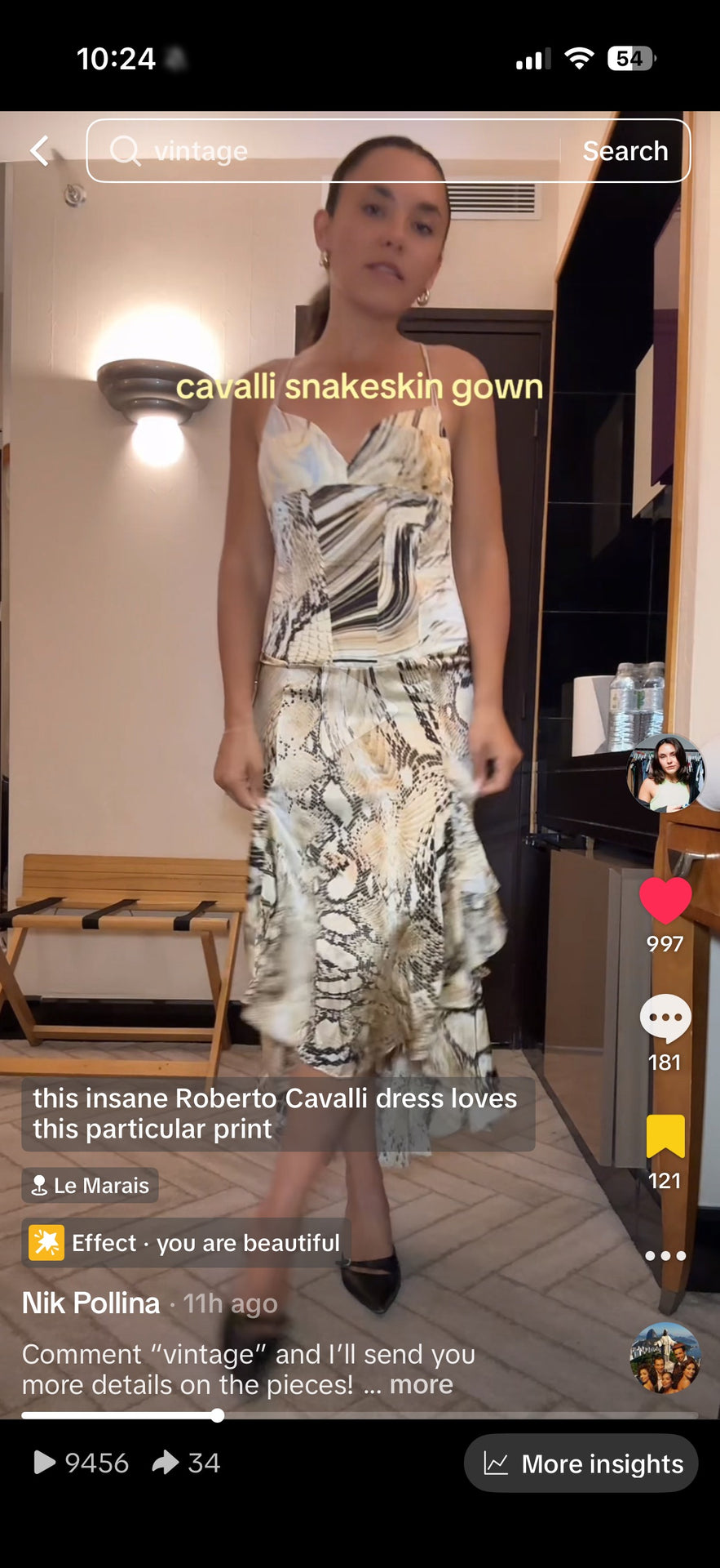 Just Cavalli Snake Print Satin Dress