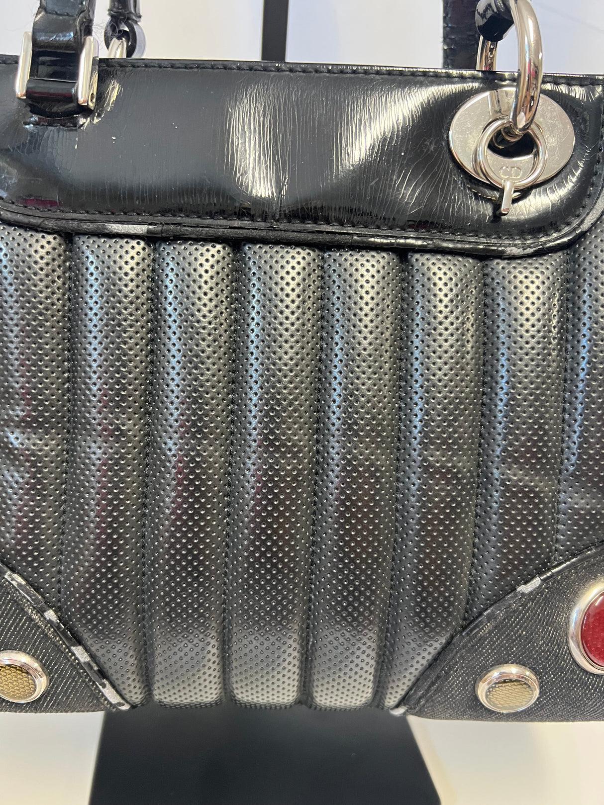 Christian Dior Cadillac Leather Tote Bag Black Galliano Era c. 2003–2004